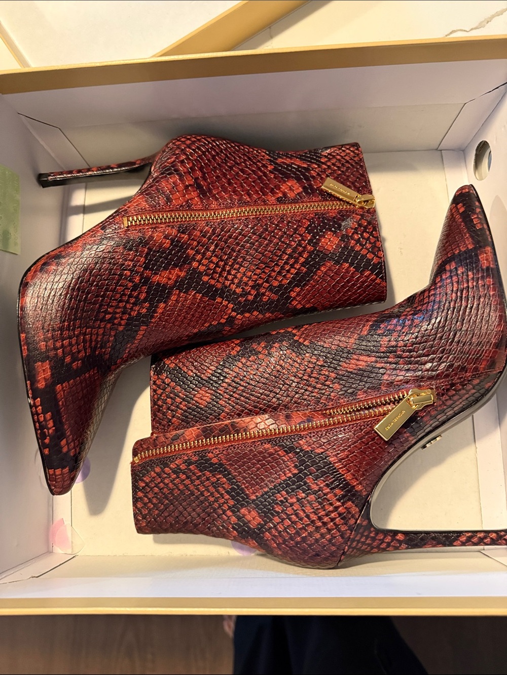 Michael Kors Women's Red Snake-Print Stiletto Ankle Boots